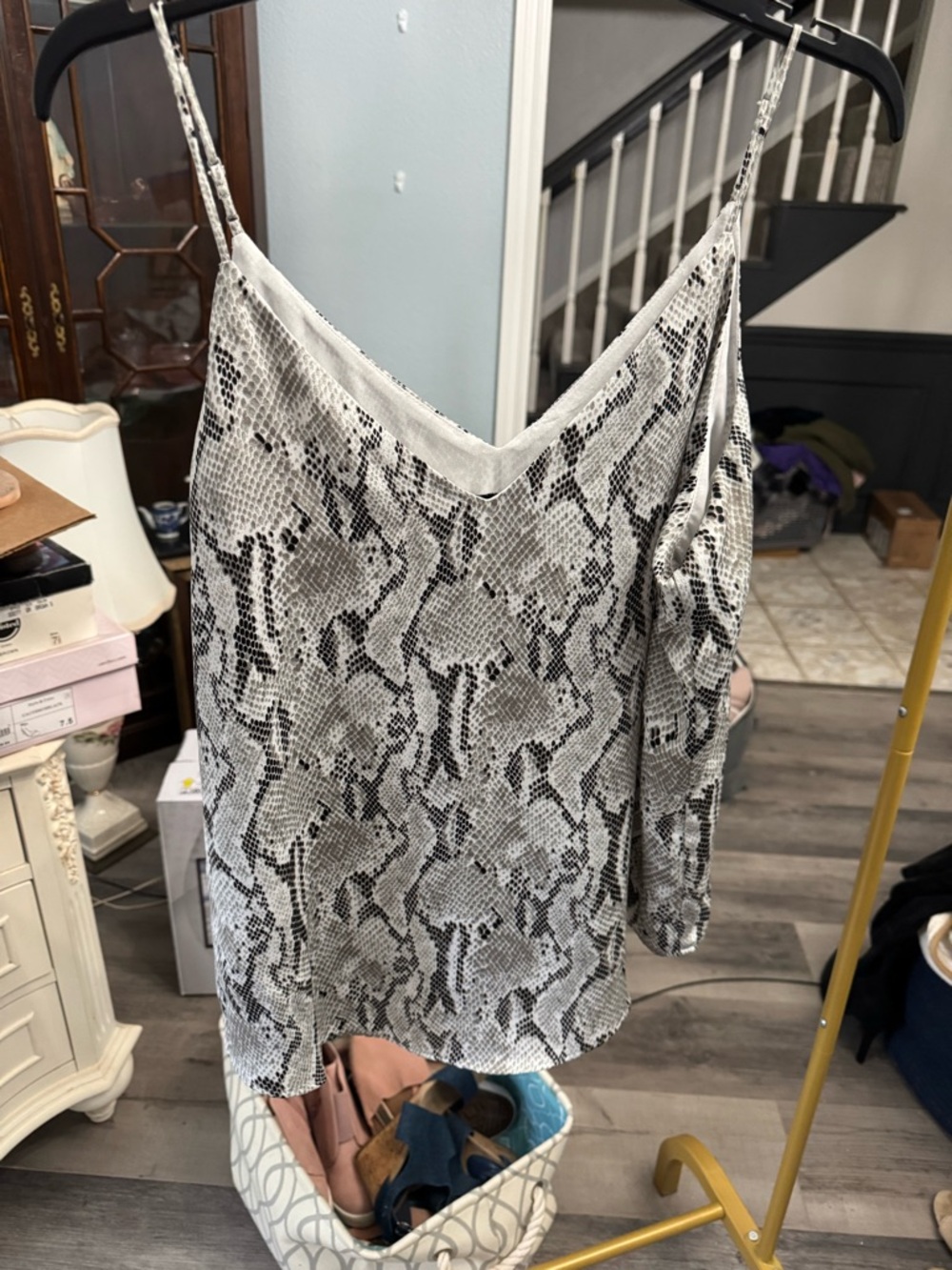 Express Snake-Print Cami Top - White/Black